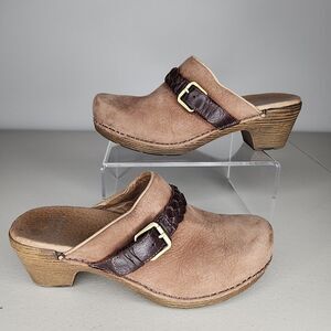 Dansko US Size 9 EU 39 Melanie Brown Nubuck Braided Comfort Mule Clog Wedge EUC